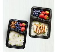 CHEF ROYALE 200 Pack, 2 Compartment Meal Prep Containers Reusable BPA Free Food Storage Containers with Lids Airtight Microwave Dishwasher Safe (30, 2 Compartment, 200, BBC-1)