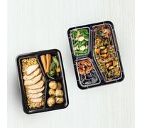 CHEF ROYALE 200 Pack, 3 Compartment Meal Prep Containers Reusable BPA Free Food Storage Containers with Lids Airtight Microwave Dishwasher Safe (34, 3 Compartment, 200, BBC-1)