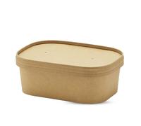 CHEF ROYALE 200 x 650ml Kraft Food Storage Container with Lids Food Prep Takeaway Container with Kraft Airtight Lids Heavy Duty Rectangular Stackable Ideal for Takeaway (200, 650ml)