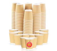 CHEF ROYALE 200x 12oz Disposable Kraft Ripple Paper Hot Coffee Cups - Paper Cups for Hot and Cold Drinks - Insulated Takeaway Coffee Cups for Eco-Friendly Hot Cups Wedding Birthday Party (200, 12oz)