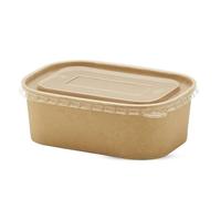 CHEF ROYALE 200x 650ml Food Kraft Food Storage Container with Plastic Lids Prep Takeaway Container Heavy Duty, Stackable and Ideal for Every Event.