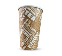 CHEF ROYALE 25 x 10oz Brown Printed Paper Cups - Single Wall Disposable Paper Cups for Hot & Cold Drinks - Coffee Cups Perfect for Cafe, Home and More. (25)