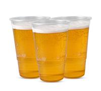 CHEF ROYALE 25x Strong Plastic Pint Cups - (660ml/22oz) Pint to Brim - Recyclable Disposable Beer Glasses - CE Marked Reusable Clear Plastic Glasses for Events and Parties