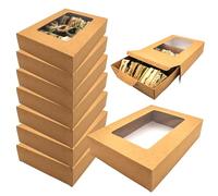 CHEF ROYALE 5-Pack Small Kraft Bakery Boxes with Window - Recyclable Takeout & Meal Prep Containers - Ideal for Cookie, Cake & Cupcake Boxes for Weddings, Birthdays & Parties (334 x 232 x 76)