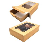 CHEF ROYALE 5 pcs Mini Kraft Bakery Boxes with Window - Recyclable Takeout & Meal Prep Containers (800ml) - Ideal for Cookie, Cake & Cupcake Boxes for Weddings, Birthdays & Parties (8.7x6x2.7 in)