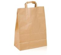 Chef Royale 50 Brown Paper Bags with Handles 28x16x28 cm - SOS Heavy Duty Large Paper Bags for Daily Use - Bulk Quantity Kraft Party Bags for Takeaway, Grocery, & New Year Parties