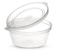 CHEF ROYALE 50 pcs, 4oz Clear Round Hinged Sauce Pots with Lids - Containers for Chutney, Ketchup, and Dips - Perfect for Takeaways, Restaurants and More (50, 4oz)
