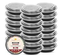 CHEF ROYALE 50 sets x 1 Compartment Round Meal Prep Containers - 24oz BPA Free Storage with Airtight Lids - Microwave, and Dishwasher Safe - Stackable Lunch Boxes - Recyclable, Reusable (50)
