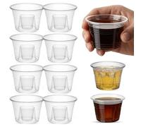 CHEF ROYALE 50x 25ml Plastic Shot Glasses, Strong & Durable Mini Reusable Jager Bombs for Tastings & Events