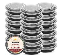 CHEF ROYALE 50x 32oz Round Meal Prep Containers with Lids Reusable Food Containers with Airtight Lids - Microwave & Dishwasher Safe - BPA Free Stackable Lunch Boxes (50, 32oz)