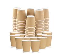 CHEF ROYALE 50x 8oz Disposable Paper Coffee Cups with Lids Ideal for Hot & Cold Drinks - Insulated Triple Wall Kraft Cups - Eco Friendly for Your Home, Office and Events