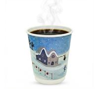 CHEF ROYALE 50x 8oz Paper Coffee Cups - Christmas Cups for Hot and Cold Drinks - Plastic-Free Biodegradable Cups for New Year Parties