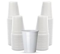 CHEF ROYALE 7oz (50 pcs) White Plastic Cups - Disposable Drinking Cups - Recyclable BPA Free Cups - Eco-Friendly Blue Cups for Halloween, Easter, Christmas, Birthdays, Wedding (50)