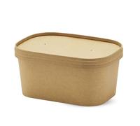 CHEF ROYALE Kraft Food Storage Container with Lids 100 x 1000ml Food Prep Takeaway Container with Kraft Airtight Lids Heavy Duty Rectangular Stackable Ideal for Takeaway (100, 1000ml)