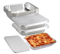 CHEF ROYALE Medium Gastroes Foil Pans with Aluminum Lids (Pack of 25) Heavy Duty Disposable Baking Trays for Catering, Food Storage & Meal Prep (25)