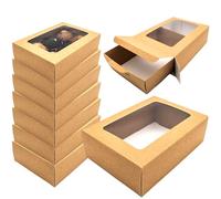 CHEF ROYALE Mini Kraft Bakery Boxes with Window 1 pack, Recyclable Takeout & Meal Prep Containers, Ideal for Cookie, Cake & Cupcake Boxes for Weddings, Birthdays & Parties (173x245x75mm)