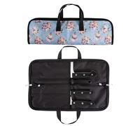 Chef’S Knife Roll Bag, The Pioneer Woman Kitchen Accessories Knife Bag, Knife Case 4 Slots for Home Knife Tools, Chef Knife Bag With Handle, Multi-Function Knives Pouch Holder Knife Wrap Tool Roll