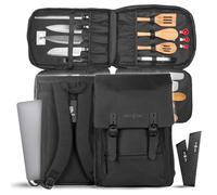 Chef Sac Chef Knife Bag Vintage Backpack | 30+ Pockets for Knives and Chef Tools | Knife Carrying Case with Hidden Back Pocket for Tablet | Sturdy Knife Bag for Chefs & Culinary Work (Black)