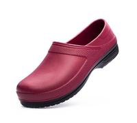Chef Shoes for Men, Fashion Slip on Men Oil Water Resistant Safety Chef Work Shoes, Lightweight Restaurant Garden Work Shoes, for Kitchen, Restaurant, Office, Seaside(Red,9.5 UK)