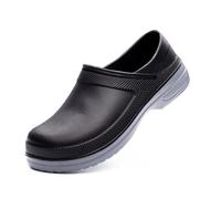 Chef Shoes for Men, Fashion Slip on Men Oil Water Resistant Safety Chef Work Shoes, Lightweight Restaurant Garden Work Shoes, for Kitchen, Restaurant, Office, Seaside(Black,7 UK)