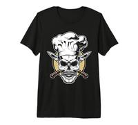 Chef Skull Knife Culinary Gothic Cooking Graphic Vintage Art Premium T-Shirt