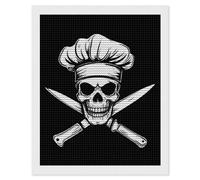Chef Skull Knifes Diamond 5D Painting Kits for Adult Beginners Round Full Drill DIY Wall Art Craft Decor Gift 16"x20"