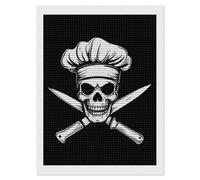 Chef Skull Knifes Diamond 5D Painting Kits for Adult Beginners Round Full Drill DIY Wall Art Craft Decor Gift 12"x16"