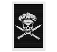 Chef Skull Knifes Diamond 5D Painting Kits for Adult Beginners Round Full Drill DIY Wall Art Craft Decor Gift 8"x12"