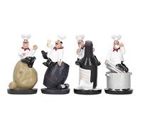 Chef Statue Figurines, 4 Different Shape Cook Resin Ornaments Set for Home Kitchen Restaurant Bar Decoration Collectible Gift