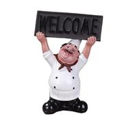 Chef Statue Resin Italian Kitchen Decoration with Welcome Board Sign Suitable Home Bars Restaurants Coffee Shops Snowflake Ornament (C, 20x13x8cm)