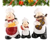 Chef Statues - Resin Music Band Figurines | Smiling Chef Kitchen Decorations | Rustic Style Resin Ornaments for Countertop Use at Home, Bakery, Cafe,