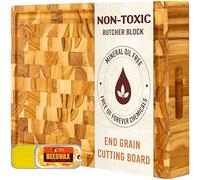 Chef Studio Large Teak Wood Cutting Board, End Grain Butcher Block for Kitchen, Big Wooden Kitchen Christmas, Thanksgiving Gifts for Hostess, Reversible, Hand Grips, Size 15.8x11x1.37 inch