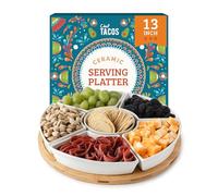 Chef Taco Ceramic Divided Serving Platter Tray for Taco Tuesday Lazy Susan - Chip and Dip Set for Party - Salsa and Snack Serving - 33 cm