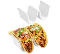 Chef Tacos Ceramic Taco Holder, Holds 4 Tacos (2-Pack, White)