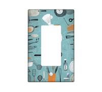 Chef Themed Light Switch Cover Plates/Outlet Covers, Aqua Blue Kitchen Decor, Fun Cooking Style for Home Accents, Thermoplastic Wall Plates, Standard Size Single Rocker