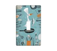 Chef Themed Light Switch Cover Plates/Outlet Covers, Aqua Blue Kitchen Decor, Fun Cooking Style for Home Accents, Thermoplastic Wall Plates, Standard Size Single Toggle