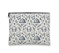 Chef Themed Makeup Bag, Vintage Culinary Cosmetic Pouch for Women, Portable Canvas Zipper Organizer, Perfect for Cooking Enthusiasts, Gray, 7x9 Inch, Chef