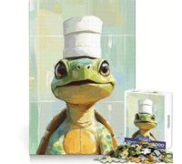 Chef Turtle Illustration 1000 Pieces Jigsaws Adults Puzzles Memory Power Gentle Engagement Seamless Fit (38x52cm)