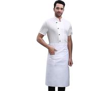 Chef Uniform Men's Chef Work Uniform Elevate Your Kitchen Style: With Logo - Lightweight, Short Sleeve, And Breathable For Summer Heat!(White set_XXL)