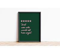 Chef Was Cute Would Eat Hear Again 5 Stars Print Wall Posters Art A5 A4 A3 A2 A1 Maxi Home Decor Unframed Quotes Colours (Green Pink, A5-148 x 210 mm)