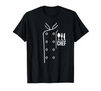 Chef Whites and Cutlery Line Art Cooking Kitchen Design T-Shirt