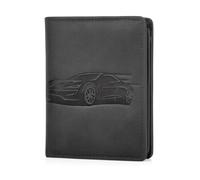 Chef Winner Leather Car Paper Holder - Organiser - Grey Card, License, ID Card, Cards, Very Complete, Soft Leather for Men or Women, Black Wallet, 15X10X1 CM, Modern