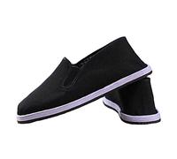 Chef Work Shoes Traditional Chinese Kung Fu Shoes Lightweight Black Cotton Cloth Slip on Tai-chi Old Beijing Casual Shoes for Unisex Martial Arts Rubber Sole Flats Shoe