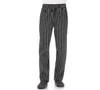 Chef Works A940-M Easyfit Pants, Striped, Medium, Black/White | Elasticated waistband ensures all-day comfort and a secure, flexible fit during busy professional kitchen shifts.