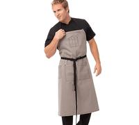 Chef Works AB038-BLK-0 Fine Stripe Bib Apron, Grey