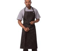 Chef Works Corvallis Crosshatch Chefs Bib Apron, Black Burgundy, One Size