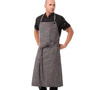 Chef Works Crosshatch Bib Apron, Black Steel Grey, One size