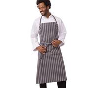 Chef Works Men's A100-BCS English Chef Apron, Black Chalk Stripe, Gray W/White Stripe, One Size