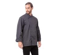 Chef Works Men's Anguilla Executive Chef Coat, Charcoal, X-Small