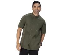 Chef Works Men's Mojave Short Sleeve Chef Coat, Olive, L